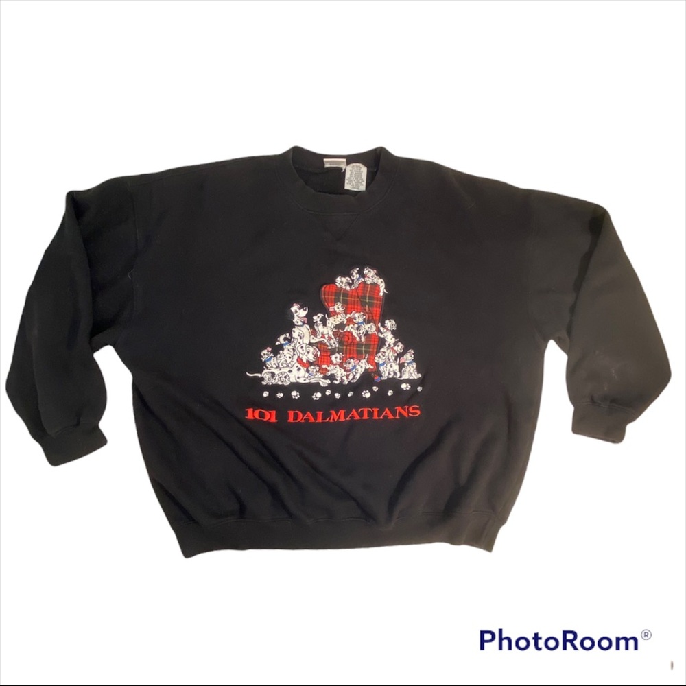 Vintage RARE Disney 101 Dalmatians Sweatshirt embroidered Sz L w/ flaw